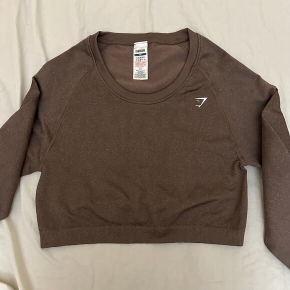 Gymshark Adapt Fleck Seamless Long Sleeve Crop Top‎ Size XXL Brown - Picture 2 of 6